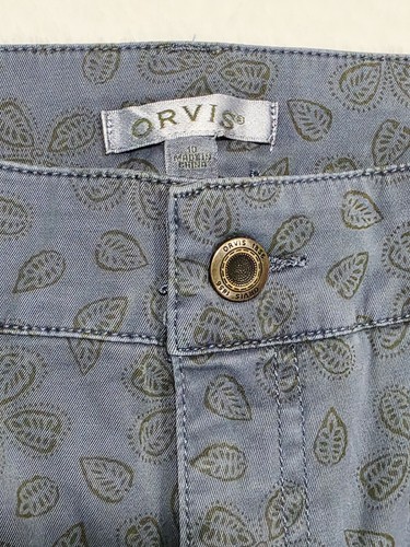 Pantaloncini chino classici da donna Orvis taglia 4 10 design foglia blu tasche passanti cintura - Foto 3 di 5