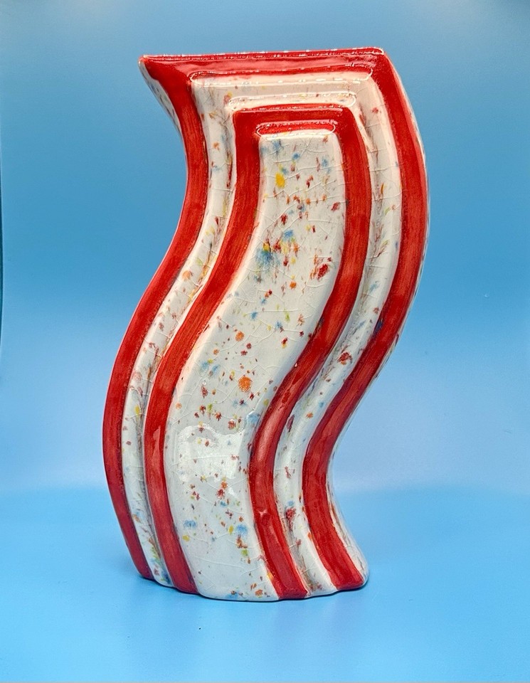 MCM Mid-Century Modern Pottery Ceramic Confetti Glaze. Vase. Retro Vintage.