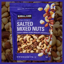 Kirkland Extra Fancy Salted Mixed Nuts, 2.5 lbs Cashews Almonds Pecans EXP 05/26