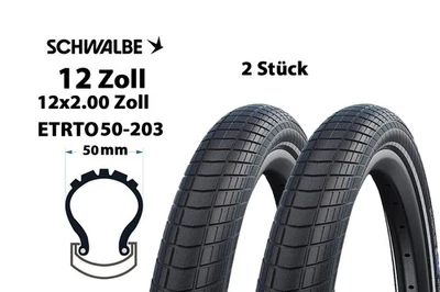 2 Stück 12 Zoll Fahrrad Reifen Schwalbe Big Apple 12x2.00 Active 50-203 K-Guard