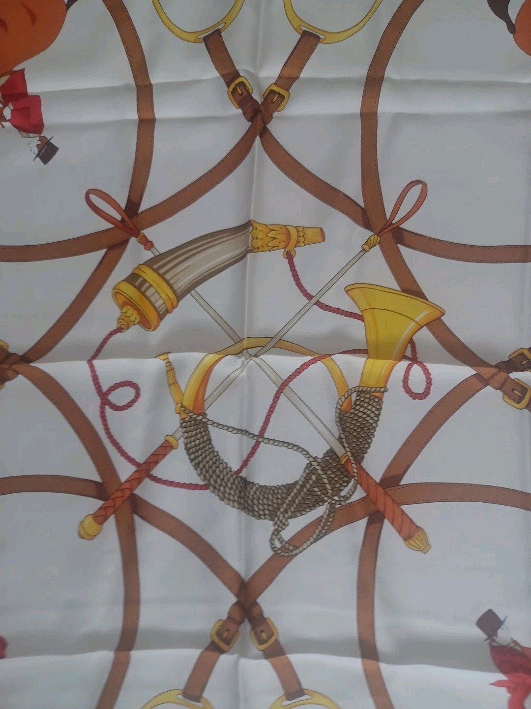 Vintage Gucci Horse Jockeys Blue Trim Silk Scarf 33”x33"  Ref4011 NWT  thumbnail 5