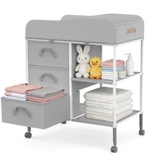 Baby Changing Table with Wheels, Portable Diaper Changing Station with 5-Leve...