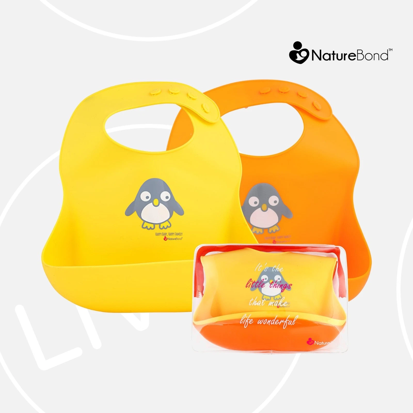 NatureBond Silicone Baby Bibs with Waterproof Pouch Set | Feeding For Boy Girl