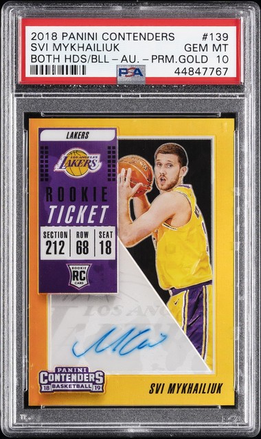 2018 PANINI CONTENDERS VAR-AUTO-PREM GOLD #139 SVI MYKHAILIUK ROOKIE RC PSA 10