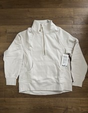 Lululemon Scuba Oversized Funnel Neck Half Zip NWT Ivory/Gold M/L