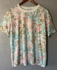 Women’s Vintage Med Floral T Shirt Top 90s Mom Made In USA Retro Casual Pastels