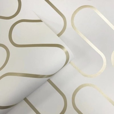 Catherine Lansfield Linear Curve Gold/Weiß Tapete 206504