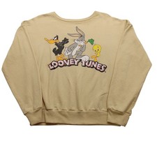 Looney Tunes Sweatshirt S Womens Long Sleeve Beige Pullover