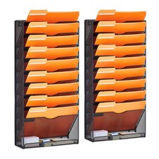 Steel Mesh Wall File Organizer   10 Pockets, Nametag Slots, 10kg Rated