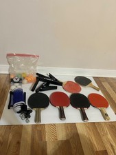 Ping Pong Set Up Bundle of 6 Paddles, Net, and Several Balls