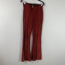 Free People Slim Pull-On Velvet Flare Pants Size Small Cherry Chocolate