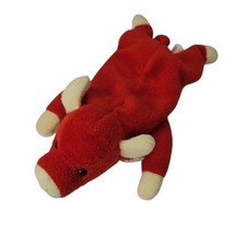 Rare-Retired Ty Beanie Baby Snort the Bull 1995 Collectible Piece PVC Pellets