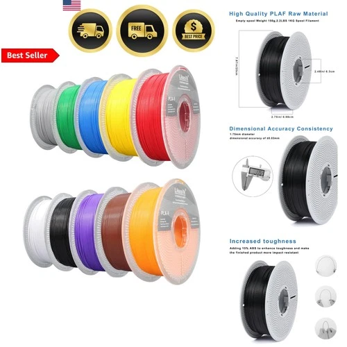 3D Printer Filament PLA F 10 Colors 1.75mm Strong Accurate for 3D Printing