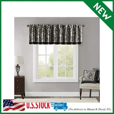 Madison Park Aubrey Jacquard Rod Pocket Valance , Classic Elegant Silk Paisley V