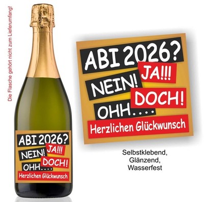 Aufkleber Flaschenetikett Abi Abitur 2026 Geschenk Bild Nein Ja Doch