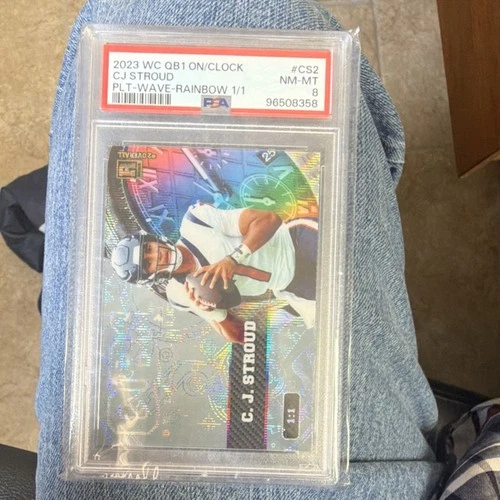 Wild Card 2023 WC QB1 On the Clock C.J. Stroud PLT-Wave-Rainbow 1/1 #CS2 PSA 8