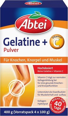 Abtei Gelatine Pulver Plus - reine Gelatine und Vitamin C für Knochen, Knorpel u