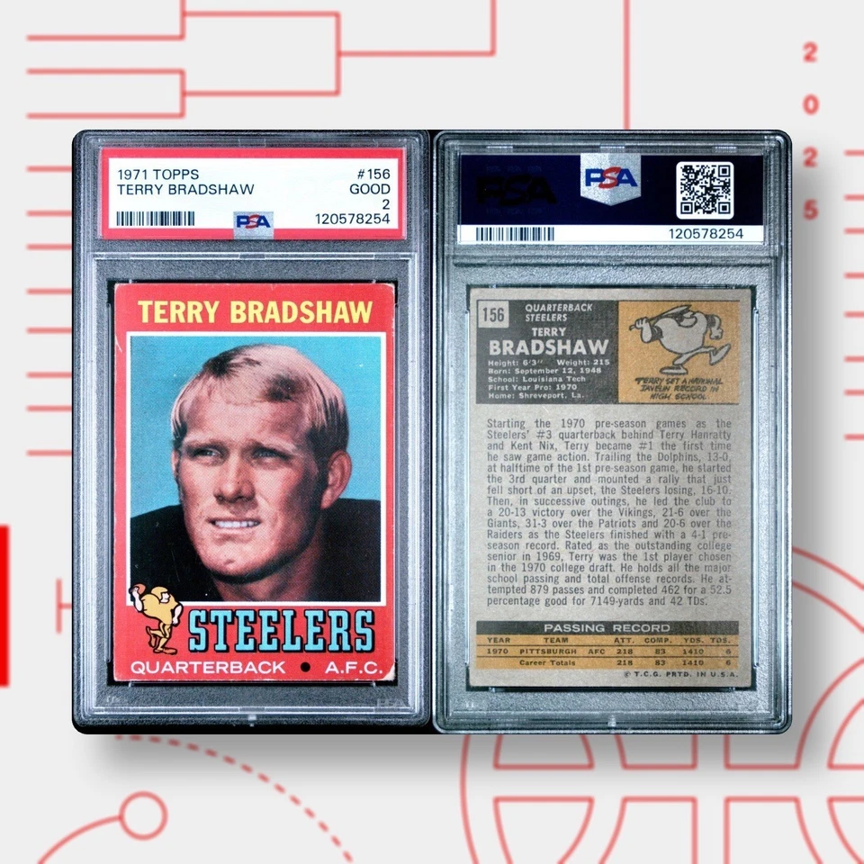 Terry Bradshaw | 1971 Topps #156 | PSA BUENO 2 | ¡Leyenda de los Pittsburgh Steelers!!! Foto 3 de 3