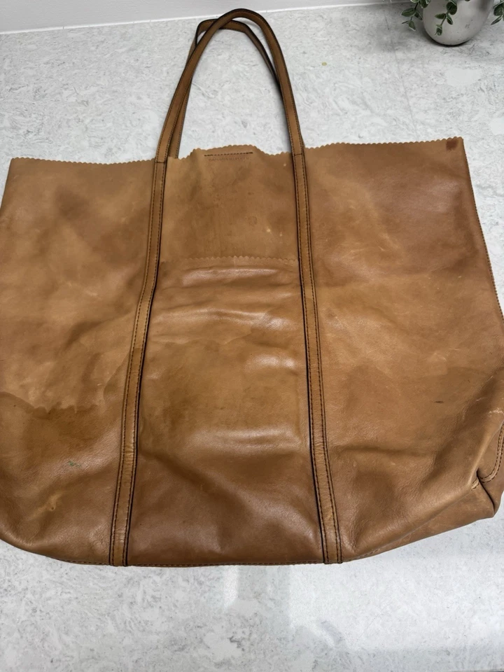Banana Republic Vintage Bohemian Brown Leather Double Handle Tote Bag Handbag - Image 2 of 4