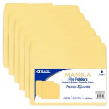 BAZIC Manila File Folder 1/3 Cut Letter Size, Left Right 1-Pack, Yellow
