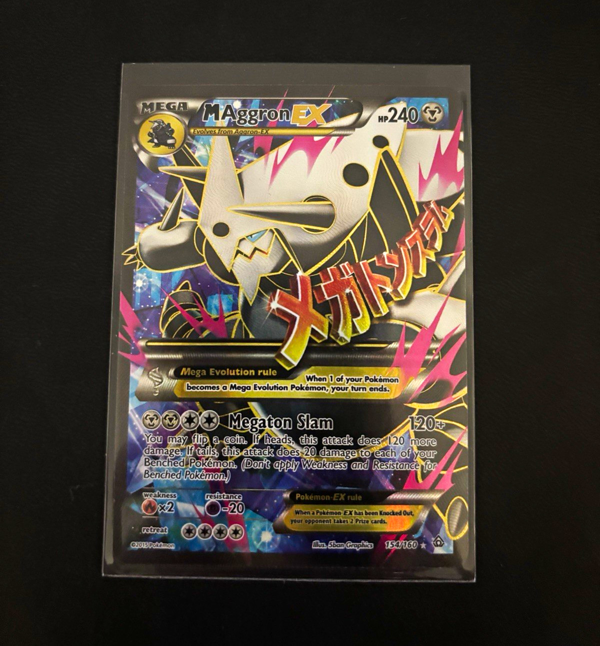 Pokemon TCG M Aggron EX Mega Full Art Holo Secret Rare 154/160 Primal Clash EN