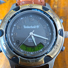Timberland Indiglo Quarzo Analogico/Digitale Indiglo 50m Pelle Marrone Quadrante Nero