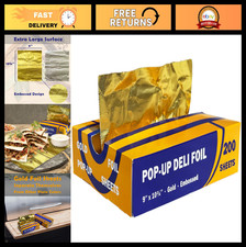 200 Pre-cut Pop-up Aluminum Foil Sheets, Gold 9"x10.75" Disposable Food Wraps