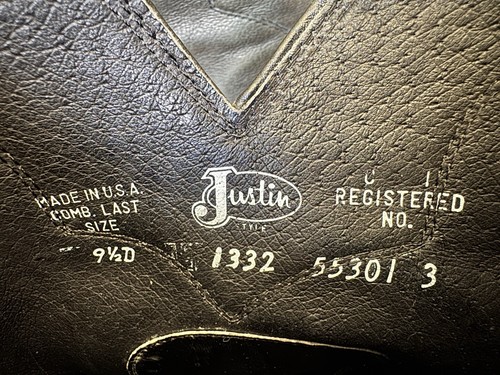Botas de Vaquero Justin De Colección Para Hombre Cuero Suave Negras 9.5 D Estilo 1332 Hechas en EE. UU. - Imagen 5 de 7