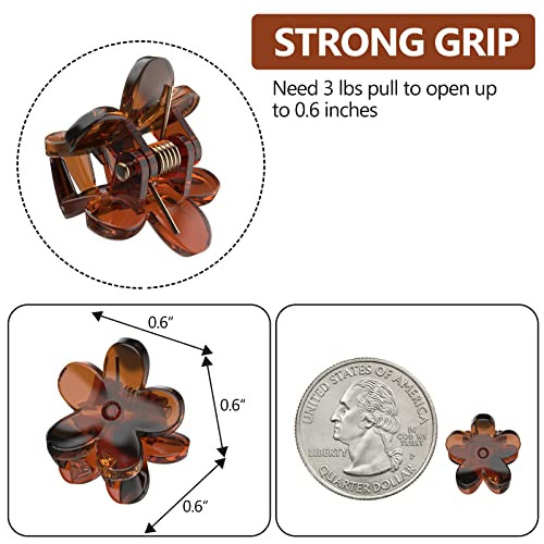 Mini Flower Hair Claw Clips - 100 Bulk Pack for Women, Girls, Kids, Baby Brown - Picture 3 of 7