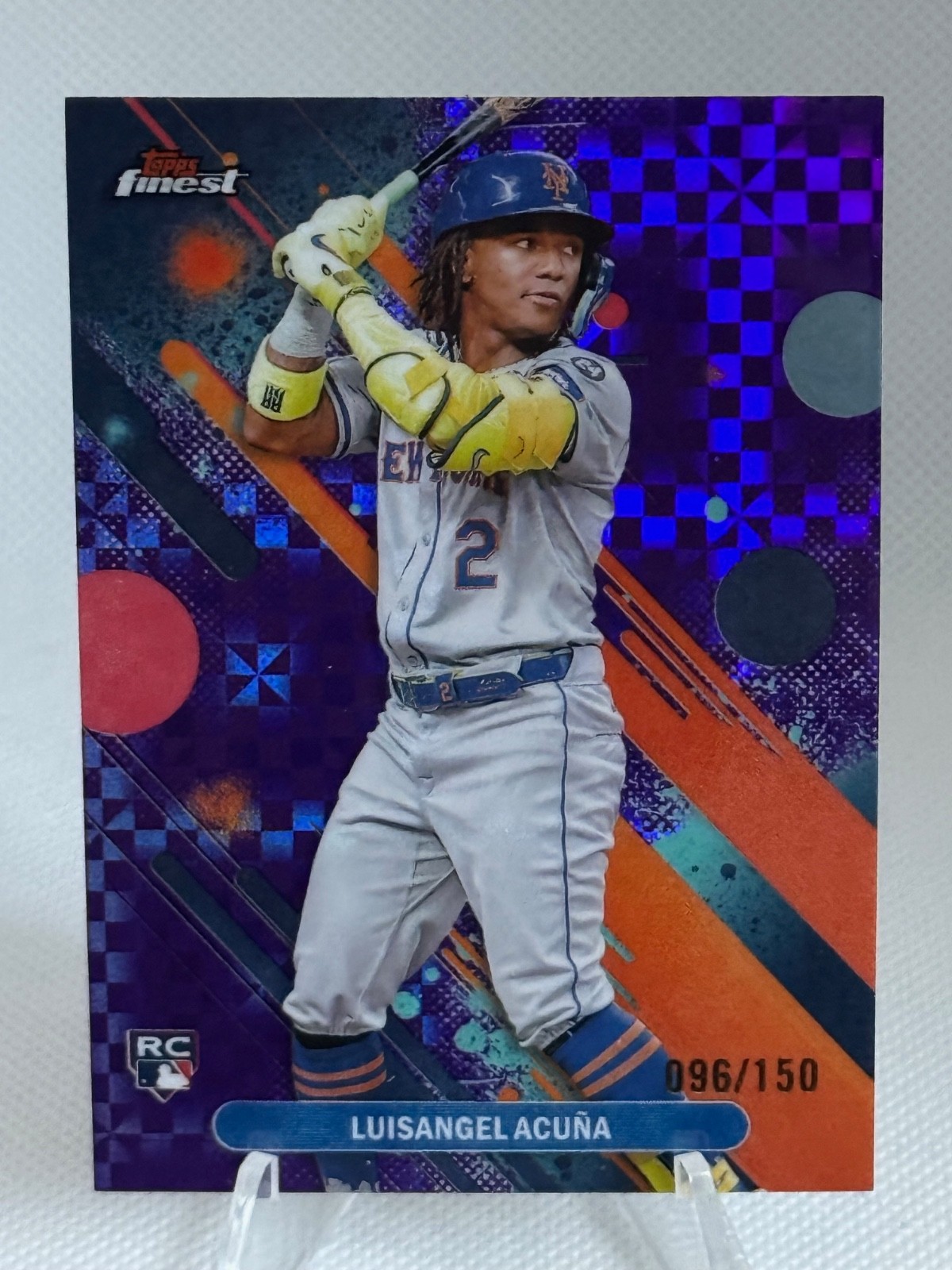 2025 Topps Finest Luisangel Acuna RC #52 Purple Checkerboard Refractor /150 METS