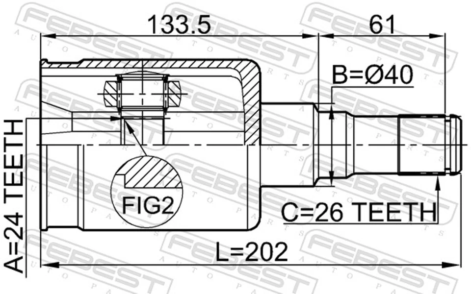 FEBEST Gelenksatz Antriebswelle 1411-REXIIAWD für SSANGYONG REXTON 2 KYRON VAN - Bild 2 von 4