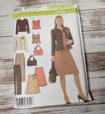 Simplicity Pattern #4951 Easy Chic Skirt Jacket Camisole Size P5 12-20