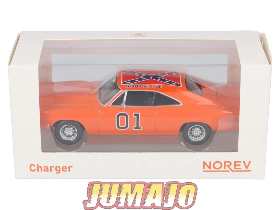 JC34 Voiture 1/43 JET-CAR NOREV : DODGE Charger orange General Lee #1 - Photo 2/4