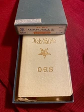 Holy Bible Order of the Eastern Star OES Holman 1941 White Leather Excellent!