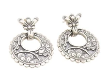925 Sterling Silver Vintage Earrings CAROLYN POLLACK Floral Scrollwork  EG13959