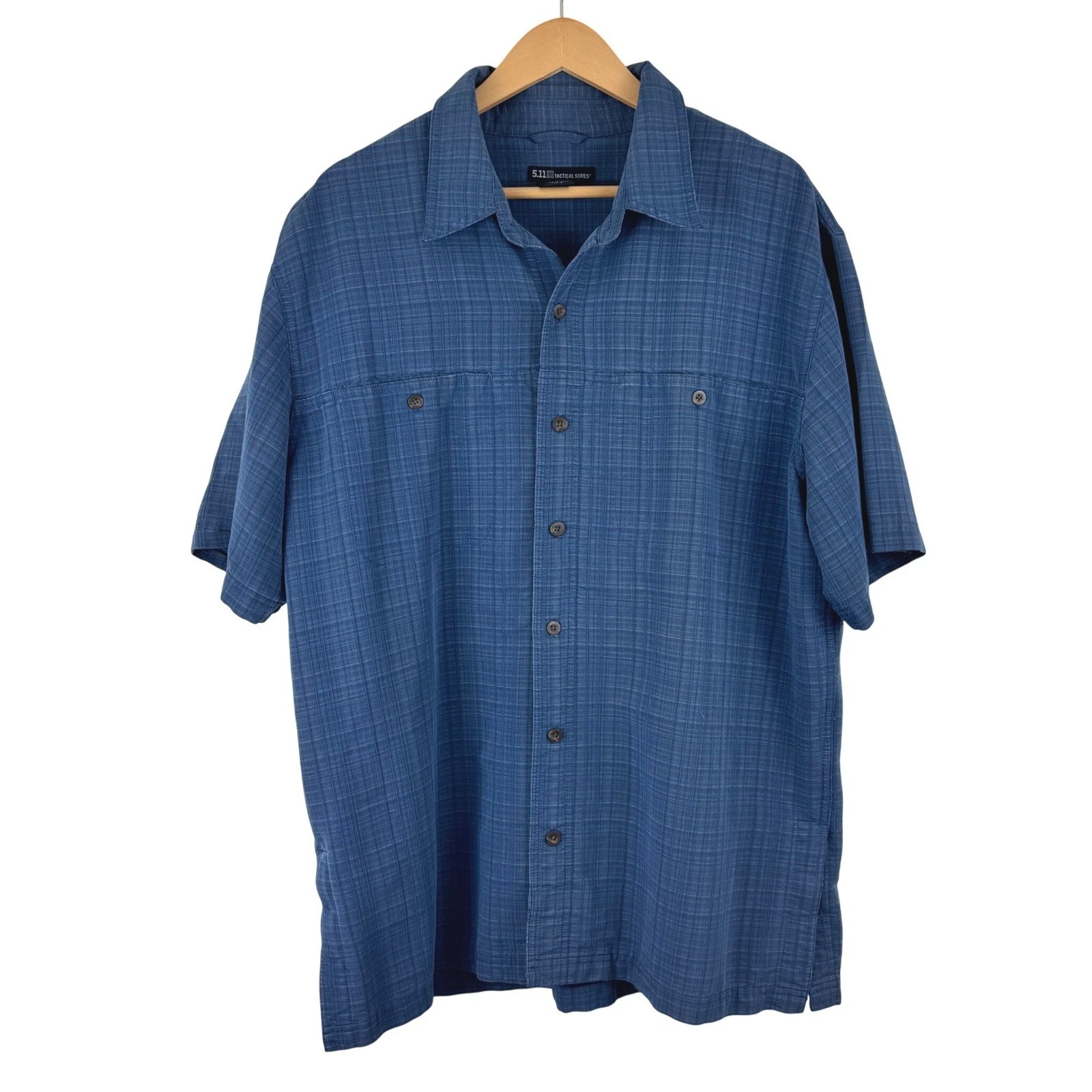 5.11 Tactical Series Mens XL Blue Short Sleeve Button Down Shirt Workwear