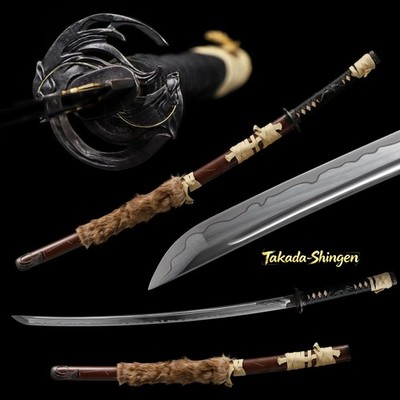 handmade Ghost of Yōtei japanese katana sword fox kashirae quenched spring steel