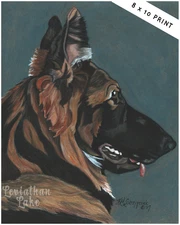 German Shepherd Dog Original Mixed Media Art GSD Print 8x10