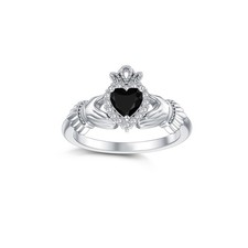 10K 14K 18K Gold 0.1 Cttw Natural Diamond Irish Claddagh Gemstone Rings for W...