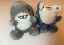 Aurora Palm Pals Tank Grey And Blue Shark Plush Stuffed Toys Lot of 2