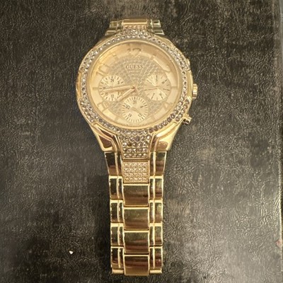 GUESS Gold Tone Stainless Steel Chronograph Wristwatch Water-Resistant Quartz