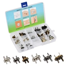 30 Set 14/18mm Magnetic Snap for Purses Magnetic Bag Fastener Clasp Button wi...