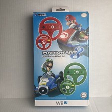 Nintendo Wii U Mario Kart 8 Wheel Set Mario Red  Luigi Green Hori 2014 w/ box