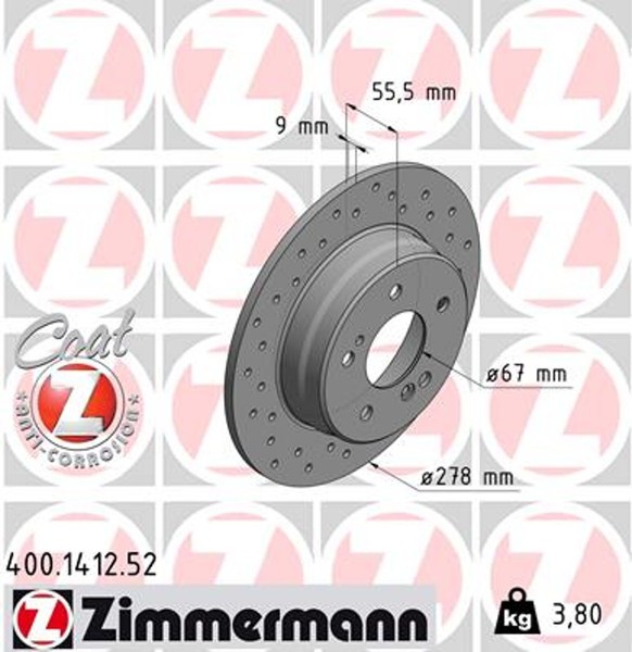 2X Zimmermann Bremsscheibe Sport Z 400.1412.52 FüR Mercedes W124 W203 W202 W210-image