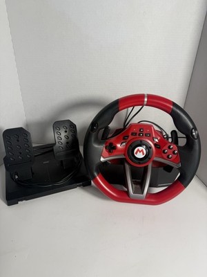 Nintendo HORI Mario Kart Racing Wheel Pro Deluxe NSW-228 Black/Red. Tested!