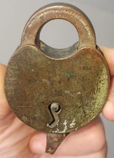 ANTIQUE WILSON BOHANNAN BRASS PADLOCK LOCK PAT. JUNE 25, 1878 BROOKLYN NY NO KEY
