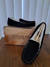 Koolaburra by UGG W Lezly Womens Black Suede Faux Fur Moccasin Slippers 6