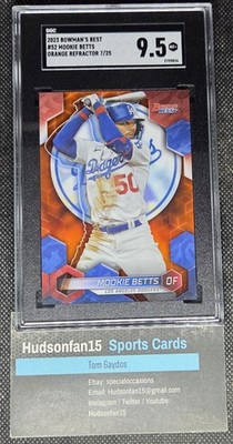 Mookie Betts 2023 Bowman's Best #52 Orange Refractor 7/25 SGC 9.5 MT+ LA Dodgers