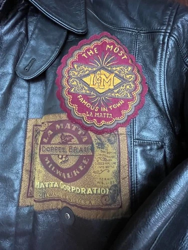 VINTAGE LA MATTA MENS ITALIAN LEATHER JACKET~US L ~ITALY SZ 50~EXCELLENT SHAPE image 4