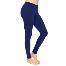 Leggings Cotton Plain Full Length Black UK Size 6 - 30 Womens Ladies Girls
